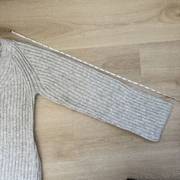 Boho Rib-Knit Wide Sleeves Midi Sweater Dress Sz S H&M Beige Cream Heather Wool - Picture 10 of 10